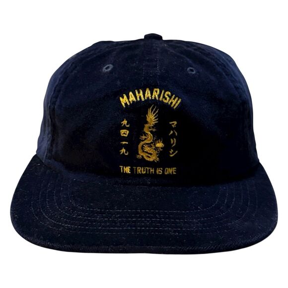 Maharishi Velvet Sun Dragon 6 Panel Cap Hat Embroidered Navy Made In USA - Picture 1 of 7